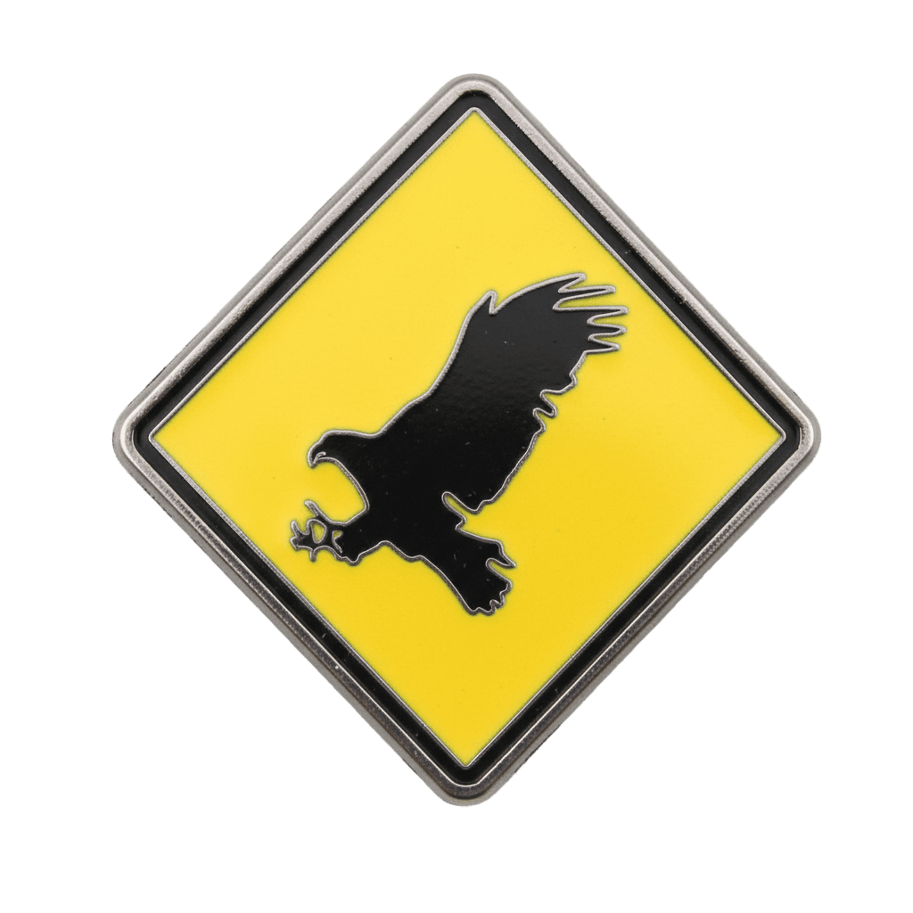 Falcon Warning Sign Metal Sticker With 3M Sticky Backing - StickyPins