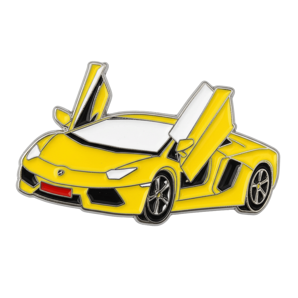Lamborghini Huracan Yellow Supercar Metal Sticker With 3M Sticky Backing - StickyPins
