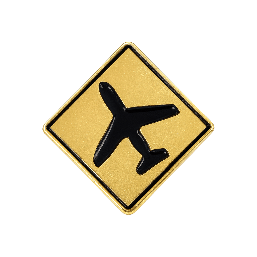 Plane Sign Metal Sticker With 3M Sticky Backing - StickyPins