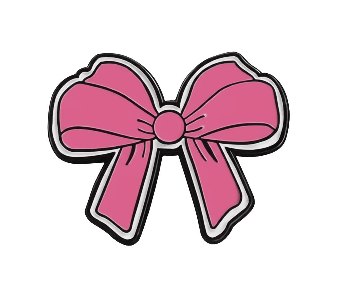 Pink Bow Metal Phone Sticker With 3M Sticky Backing - StickyPins