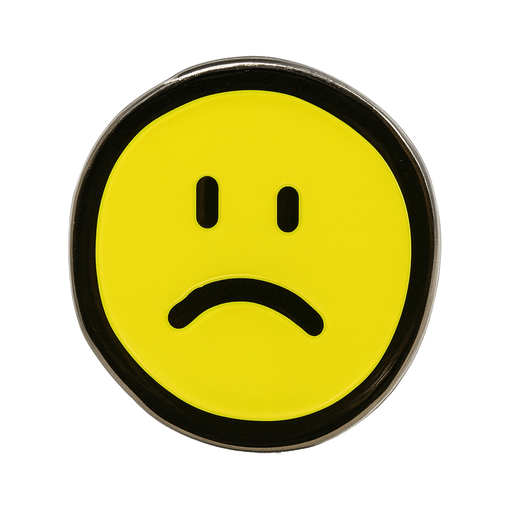 Yellow Sad Face Metal Phone Sticker With 3M Sticky Backing - StickyPins