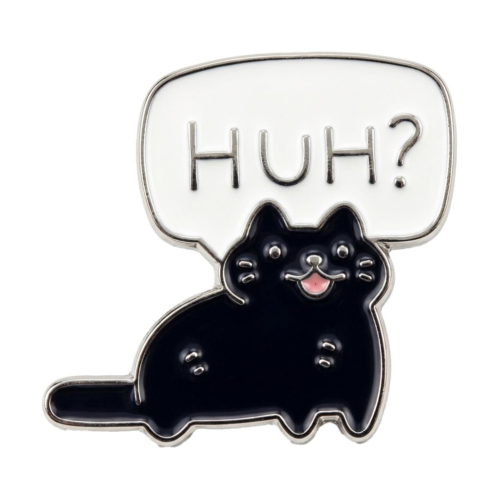Huh? Black Cat Metal Sticker With 3M Sticky Backing - StickyPins