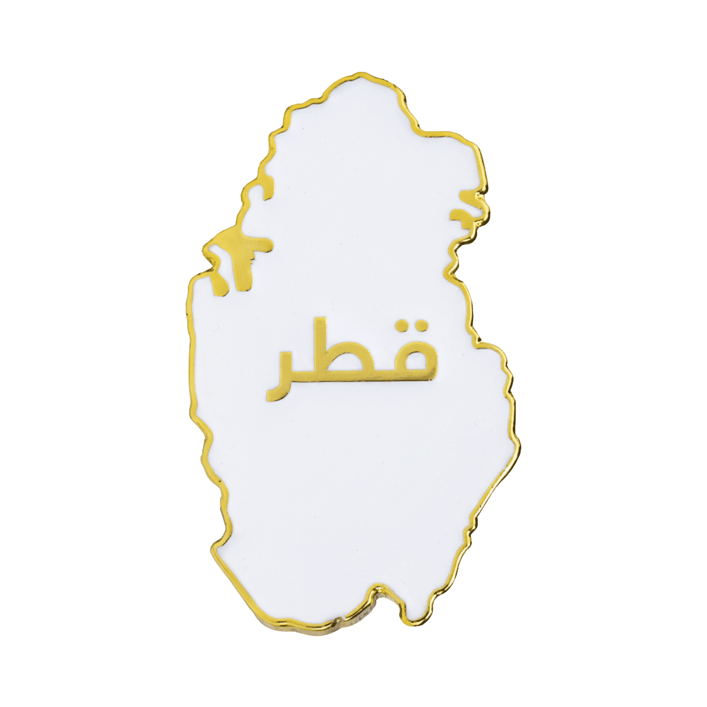 Qatar Map White and Gold Metal Sticker With 3M Sticky Backing - StickyPins