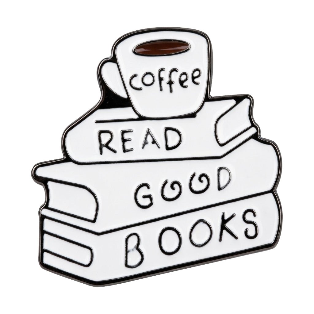 Read Good Books Coffee Stack Metal Sticker With 3M Sticky Backing - StickyPins