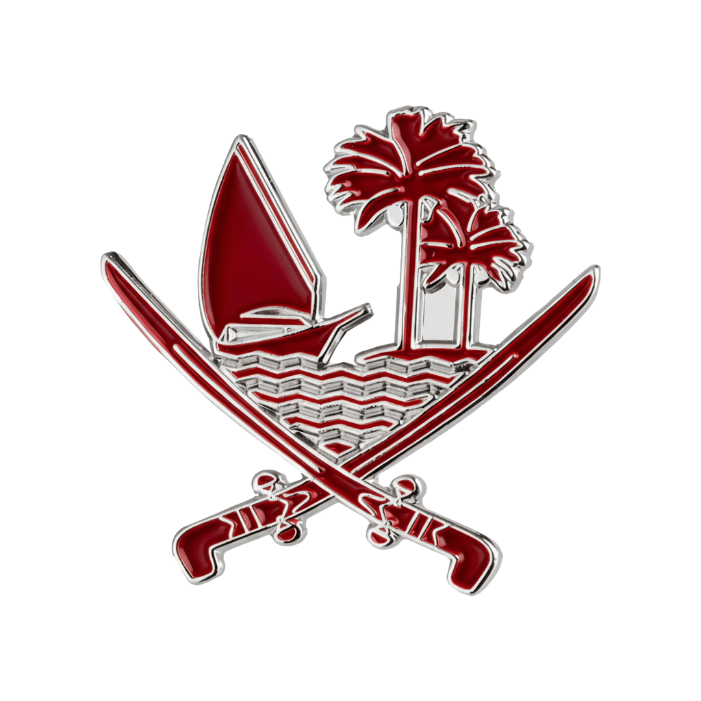 Qatar Emblem Silver Metal Phone Sticker With 3M Sticky Backing - StickyPins