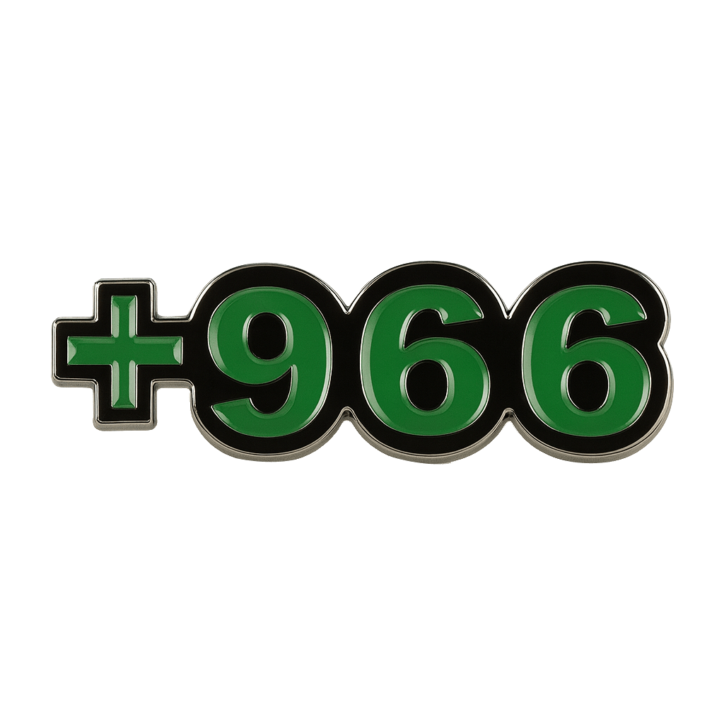 Saudi +966 Dial Code Green Metal Phone Sticker With 3M Sticky Backing - StickyPins