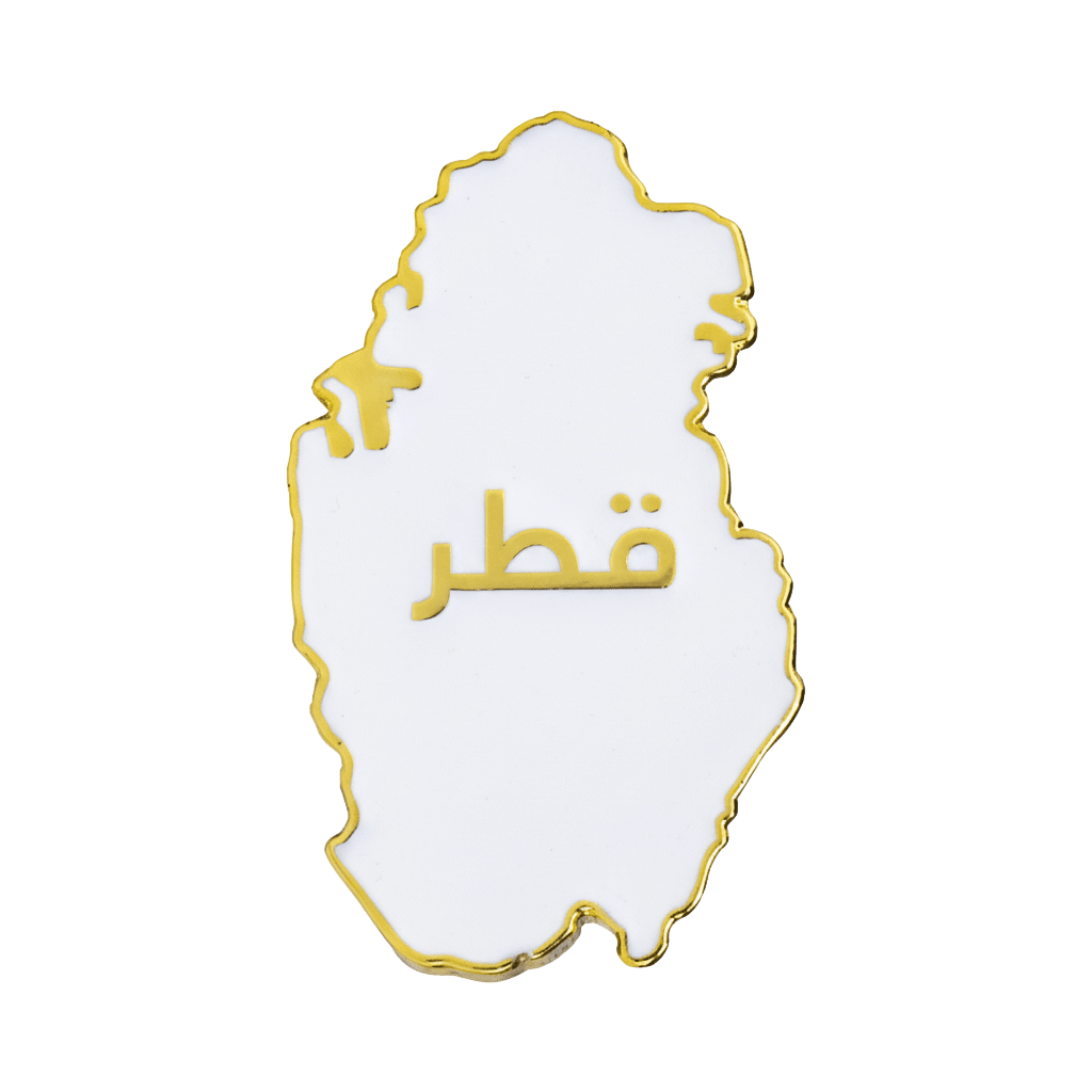 Qatar Map White and Gold Metal Phone Sticker With 3M Sticky Backing - StickyPins