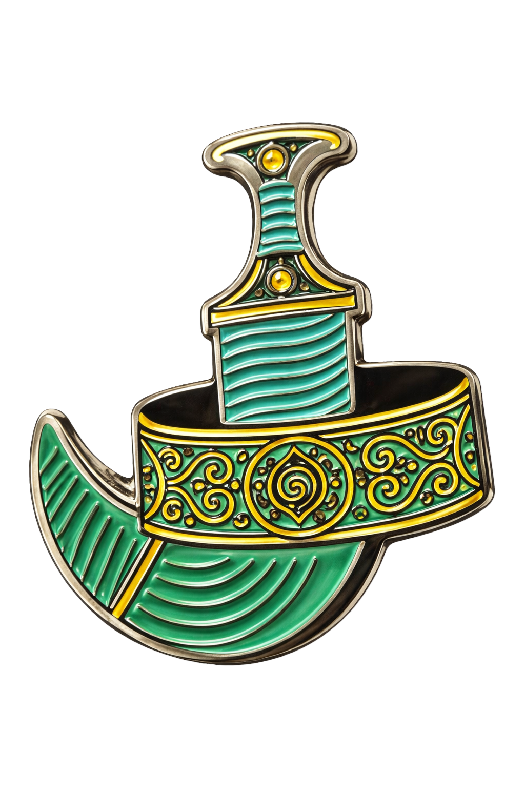 Green Oman Khanjar Metal Phone Sticker With 3M Sticky Backing - StickyPins