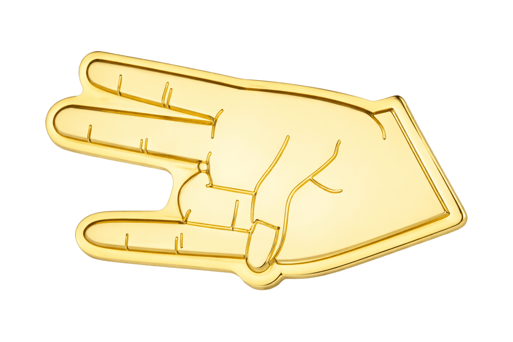 Shocker Hand Gesture Gold Metal Sticker With 3M Sticky Backing - StickyPins