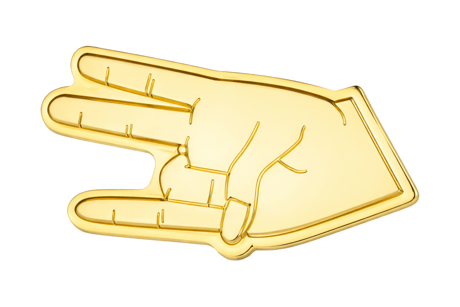 Shocker Hand Gesture Gold Metal Sticker With 3M Sticky Backing - StickyPins
