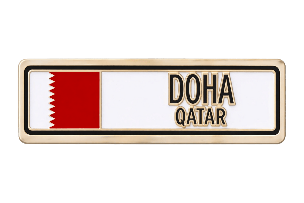 Doha Qatar Number Plate Metal Phone Sticker With 3M Sticky Backing - StickyPins