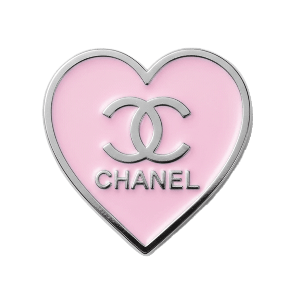 Chanel Pink Heart Metal Sticker With 3M Sticky Backing - StickyPins