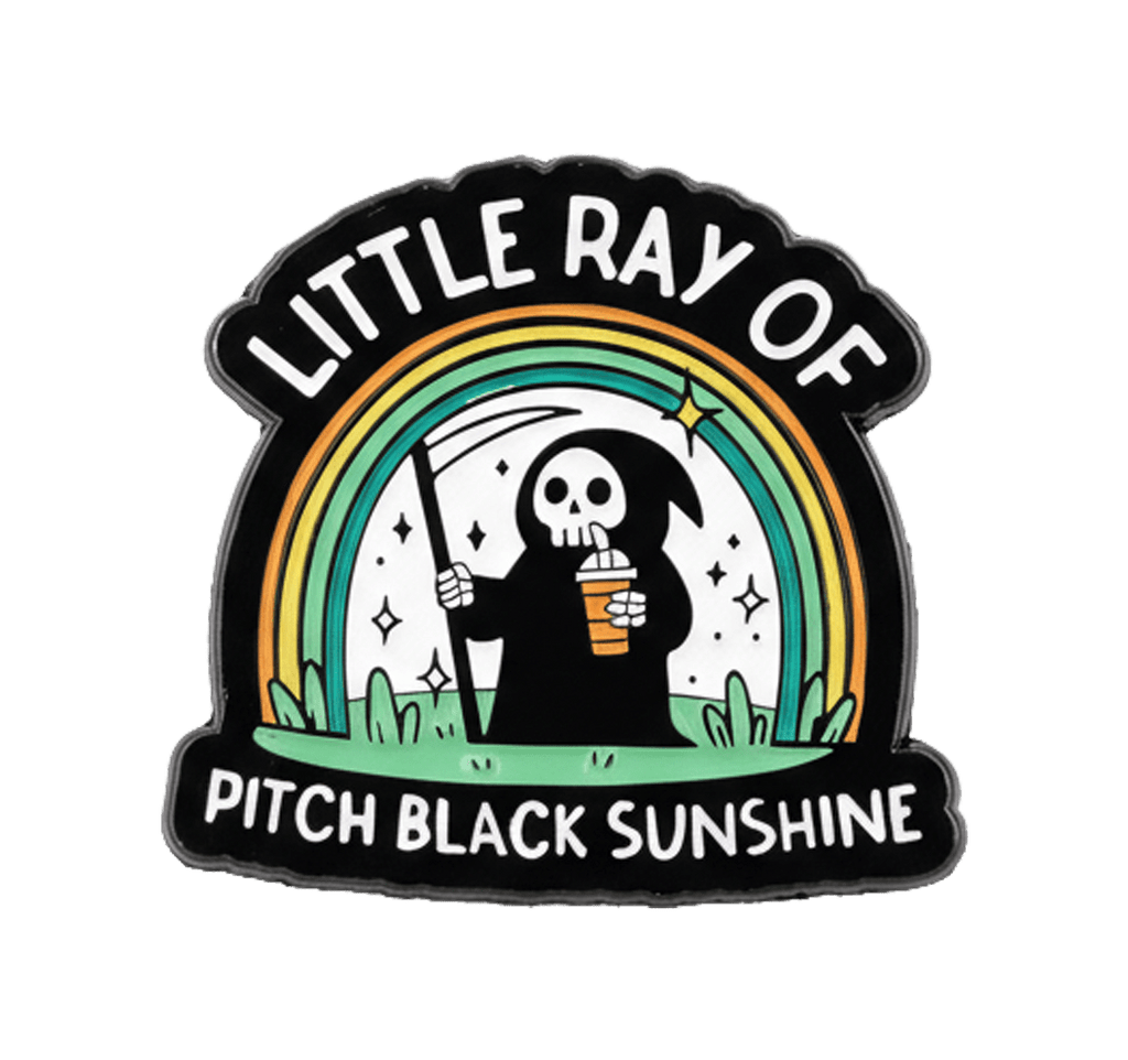 Little Ray Of Pitch Black Sunshine Metal Phone Sticker with 3M Sticky Backing - StickyPins
