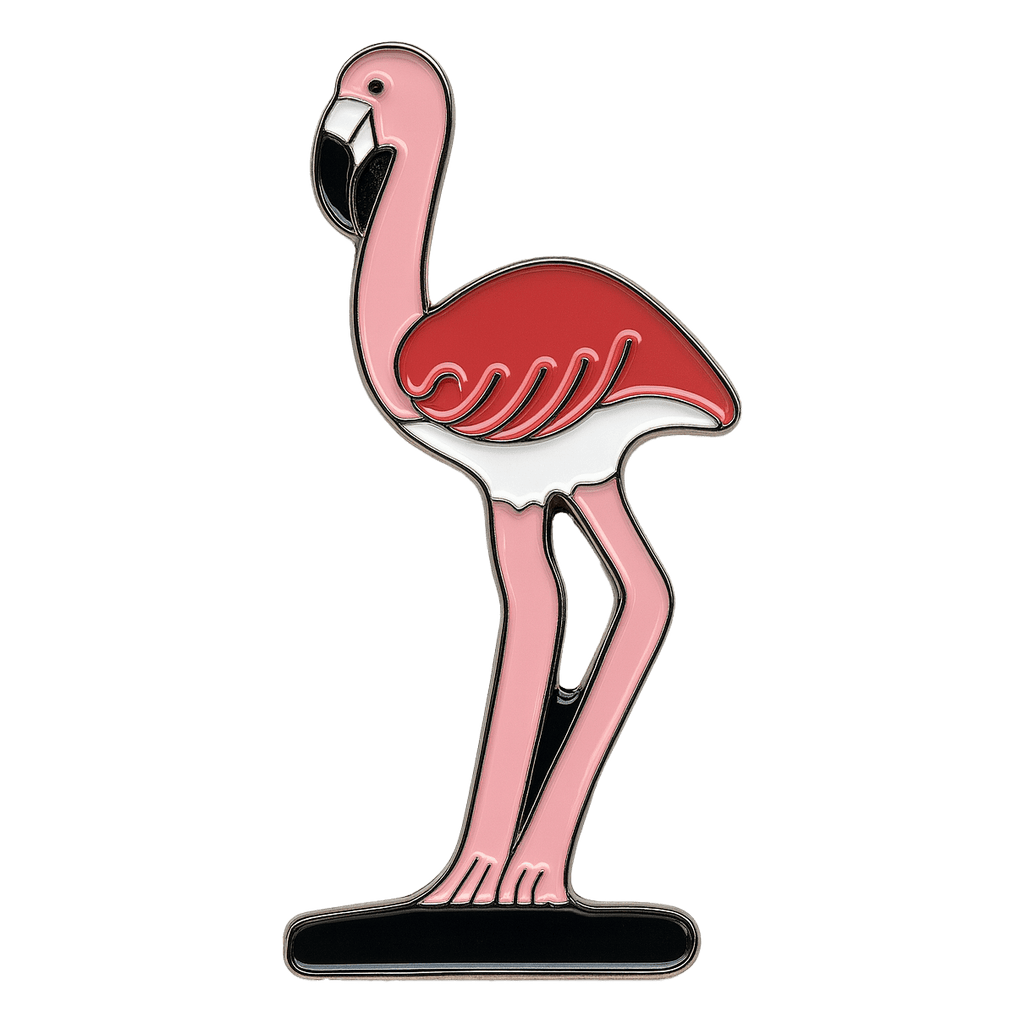 Pink Flamingo Metal Sticker With 3M Sticky Backing - StickyPins