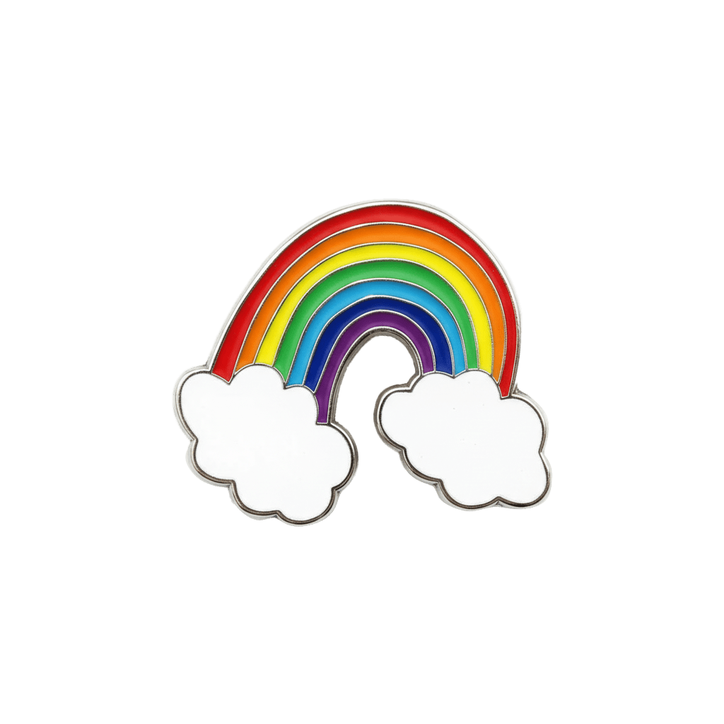 Rainbow With Clouds Metal Sticker With 3M Sticky Backing - StickyPins