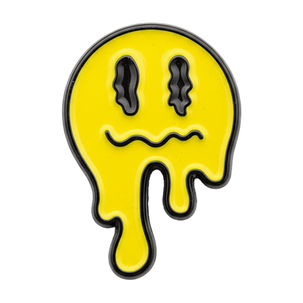 Melting Smile Yellow Metal Sticker With 3M Sticky Backing - StickyPins