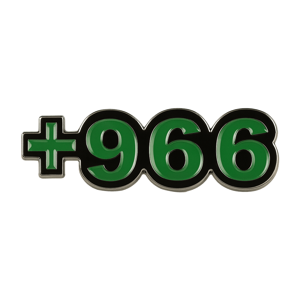 Saudi +966 Dial Code Green Metal Sticker With 3M Sticky Backing - StickyPins