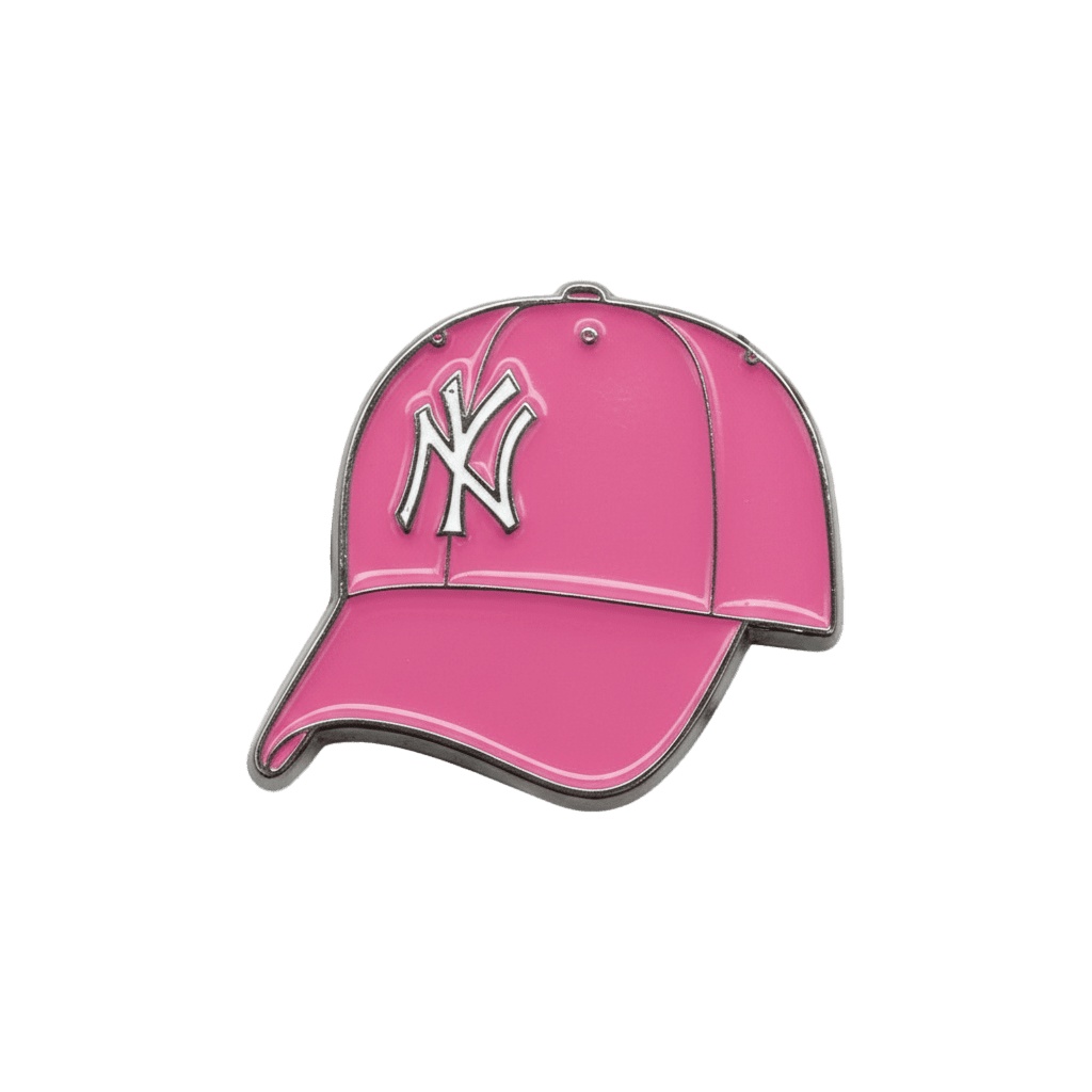Pink NY Cap Metal Sticker With 3M Sticky Backing - StickyPins