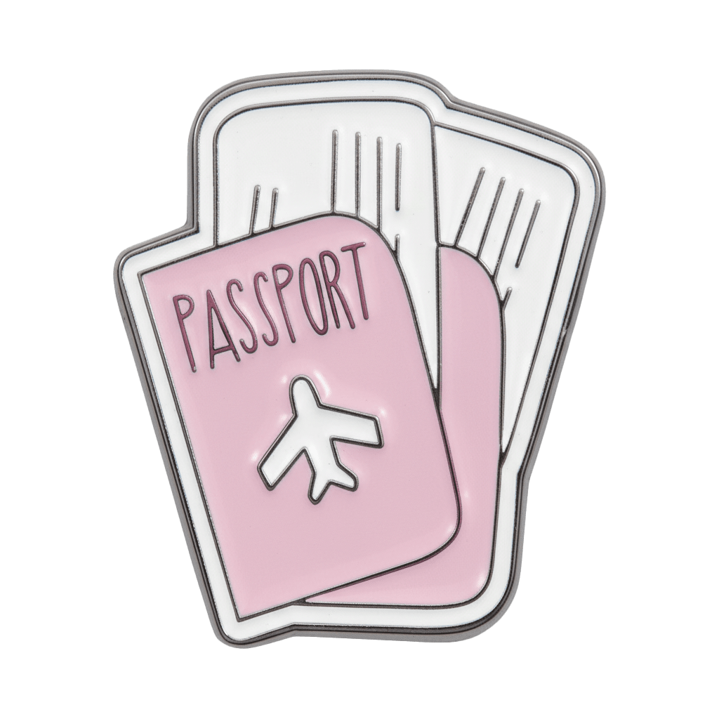 Pink Passport Metal Sticker With 3M Sticky Backing - StickyPins