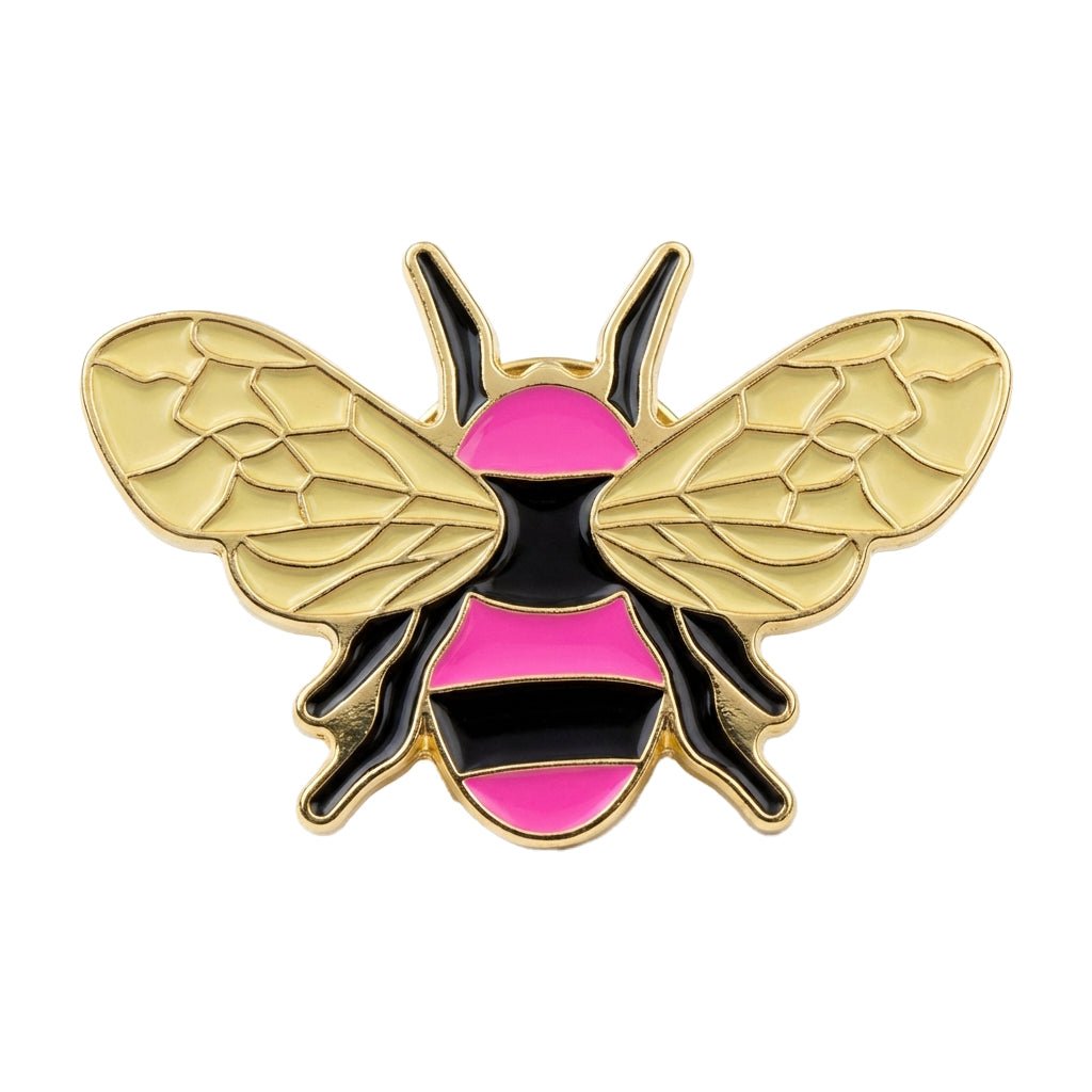 Pink Bee Metal Sticker With 3M Sticky Backing - StickyPins