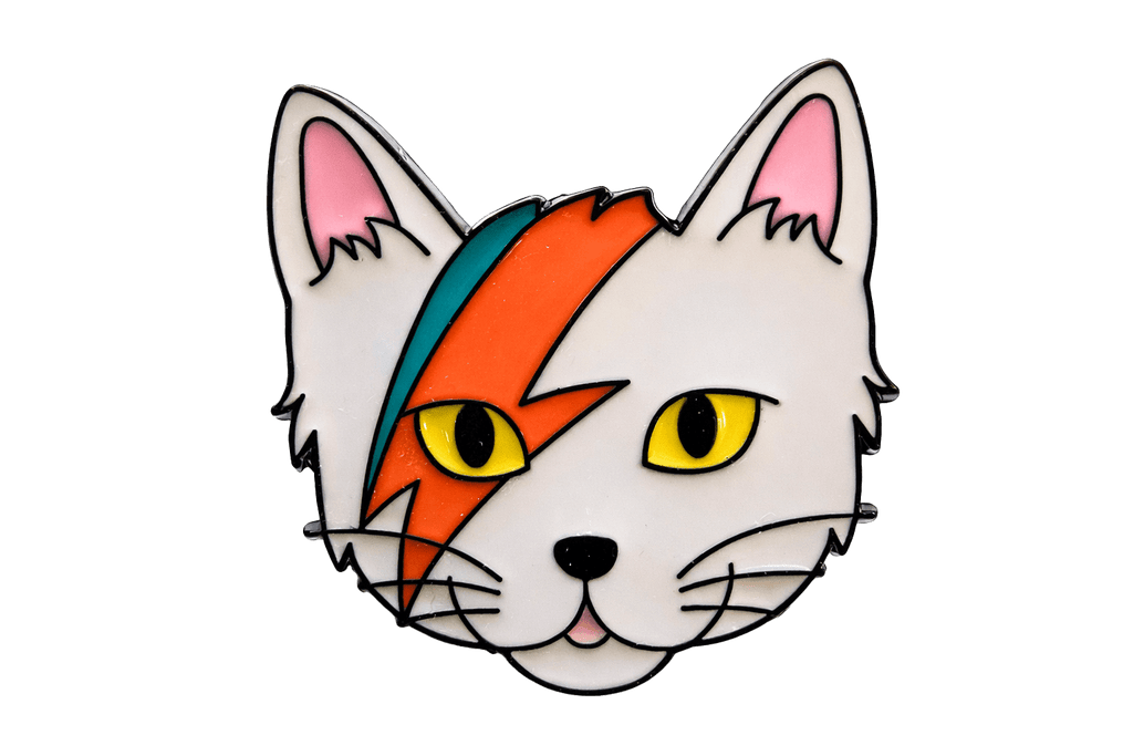 Ziggy Stardust Cat David Bowie Metal Phone Sticker With 3M Sticky Backing - StickyPins