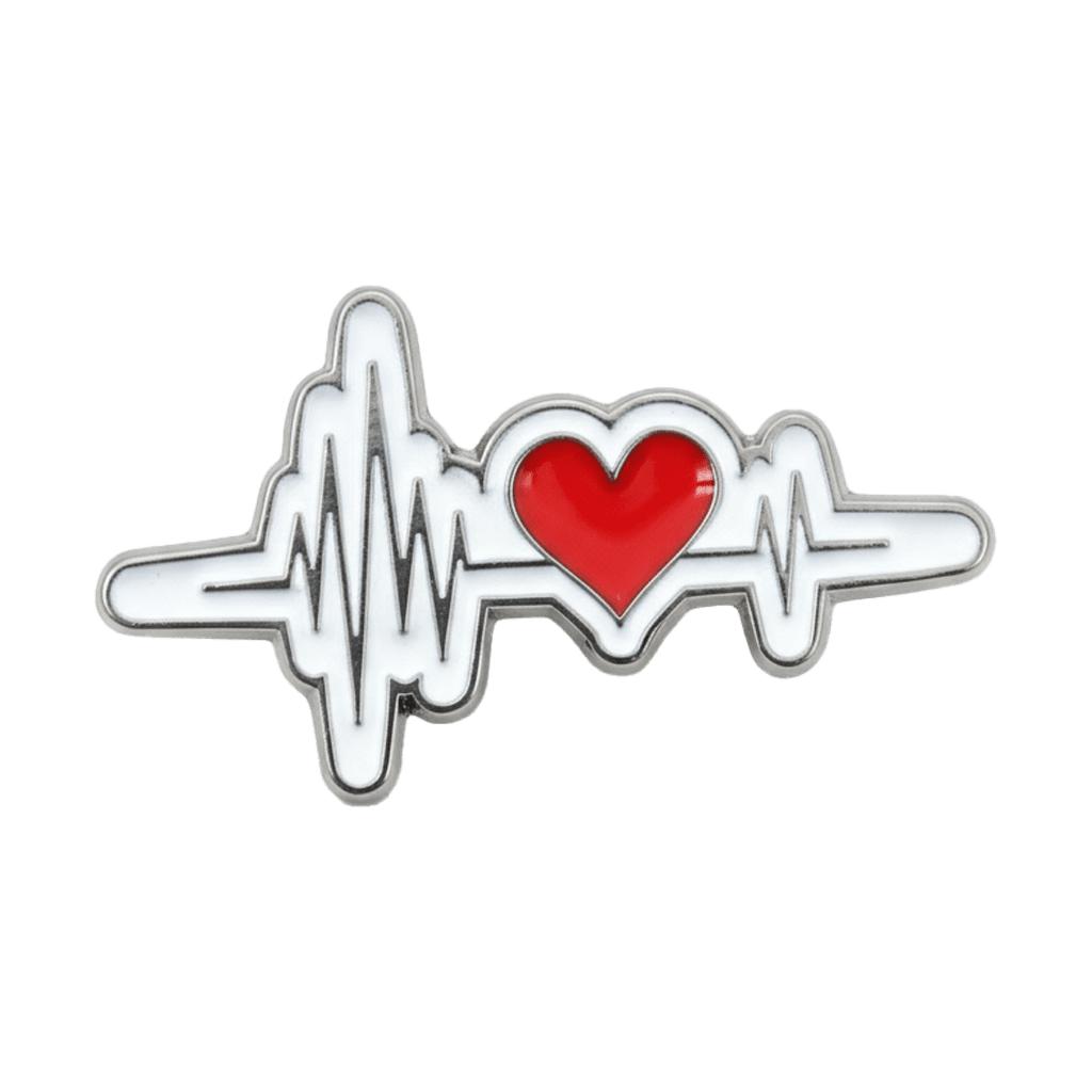 Heartbeat ECG Line Metal Sticker With 3M Sticky Backing - StickyPins