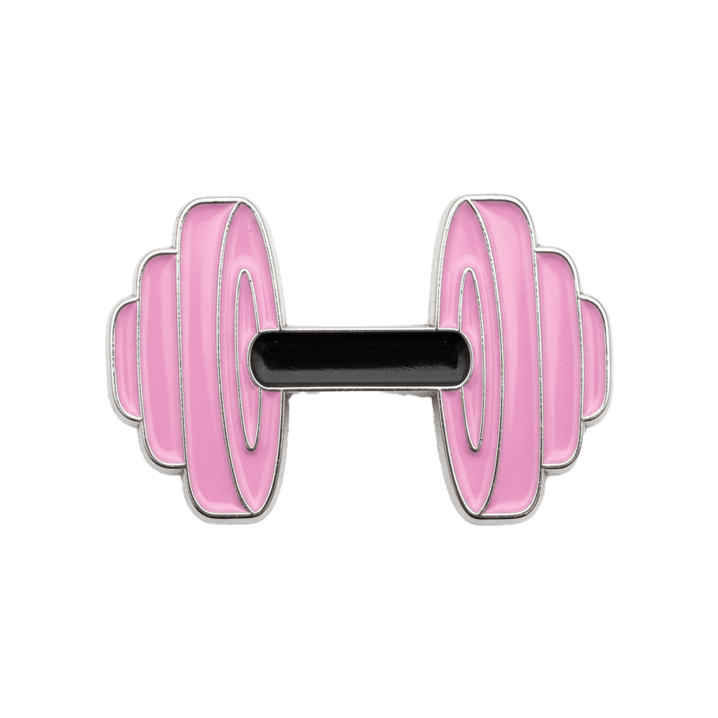 Pink Dumbbell Metal Sticker With 3M Sticky Backing - StickyPins