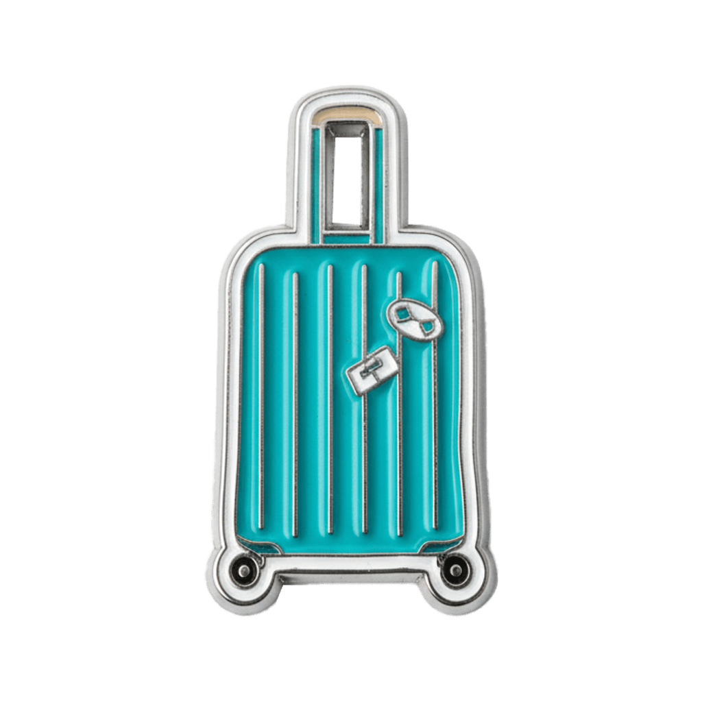 Blue Suitcase Metal Phone Sticker With 3M Sticky Backing - StickyPins