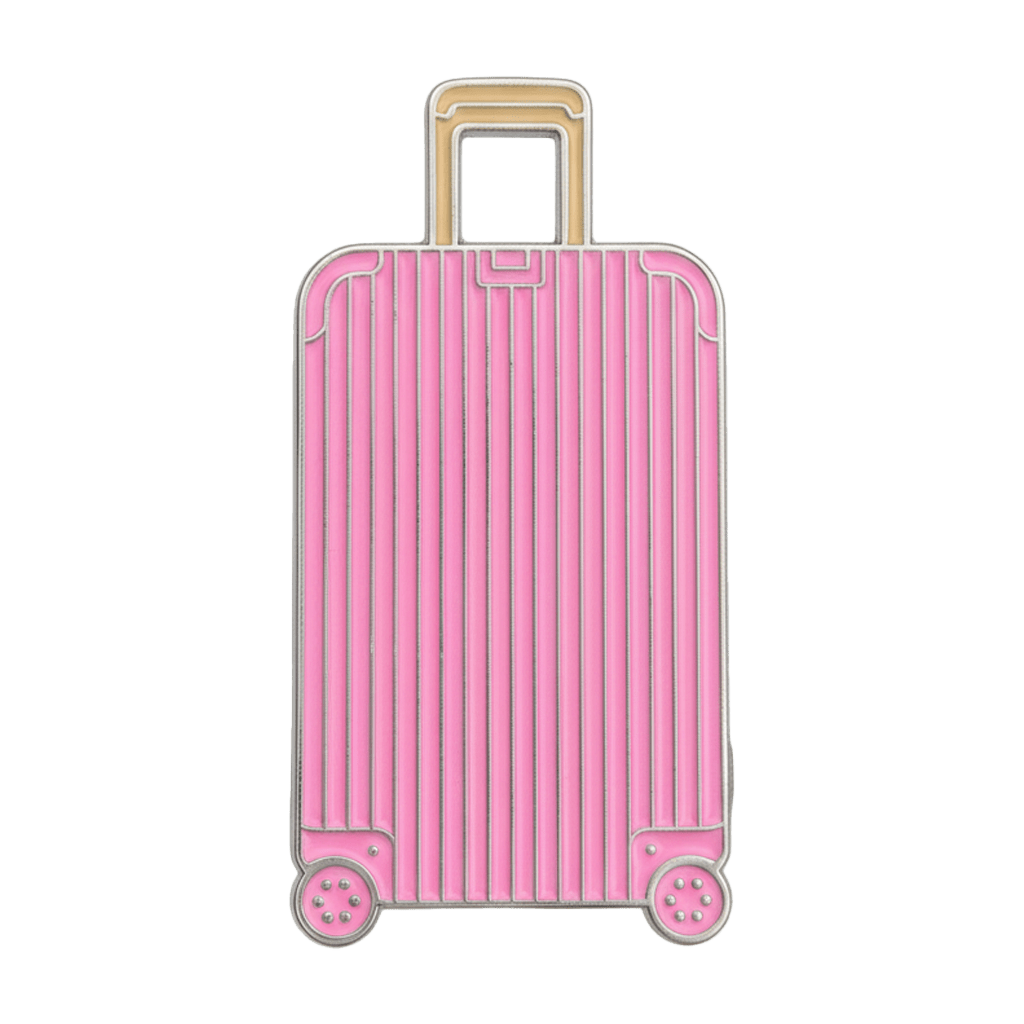Pink Suitcase Metal Phone Sticker With 3M Sticky Backing - StickyPins