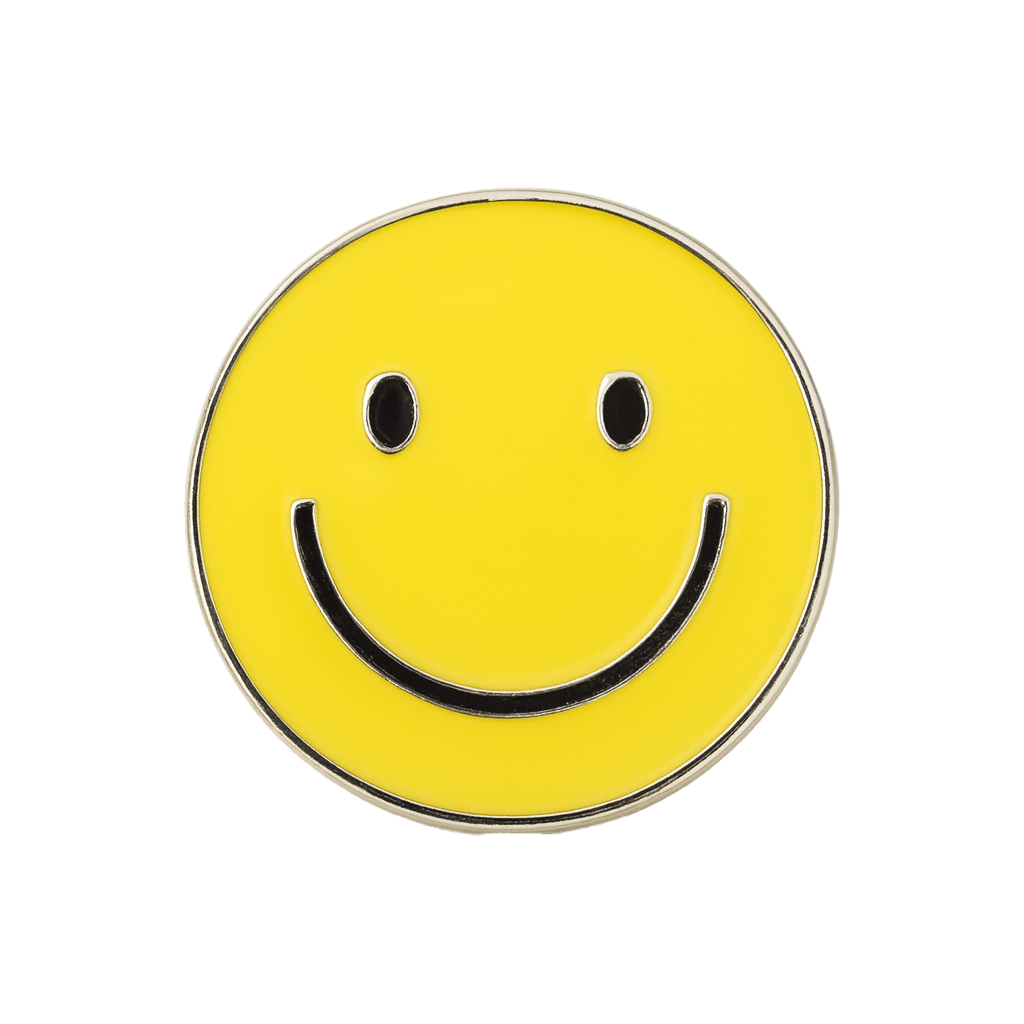 Yellow Happy Face Metal Phone Sticker With 3M Sticky Backing - StickyPins