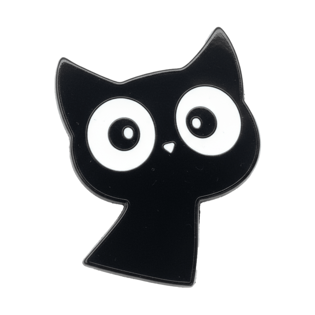 Wide - Eyed Black Cat Metal Sticker With 3M Sticky Backing - StickyPins