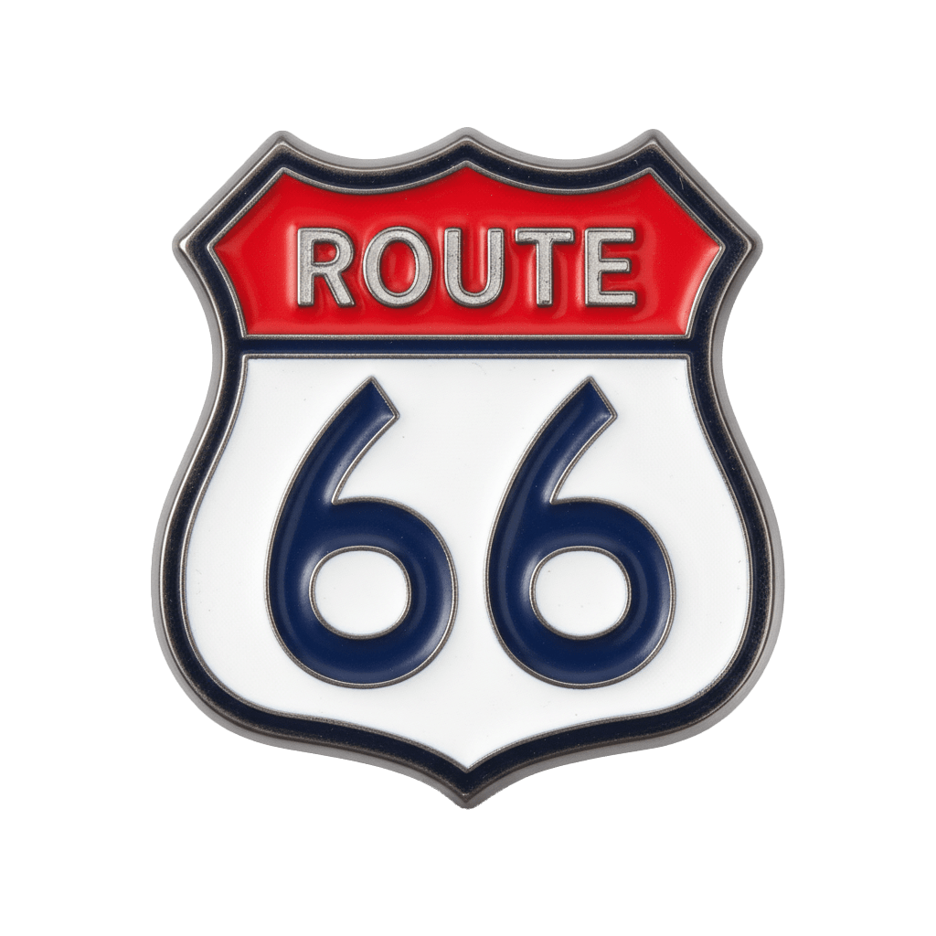 Route 66 Metal Sticker With 3M Sticky Backing - StickyPins