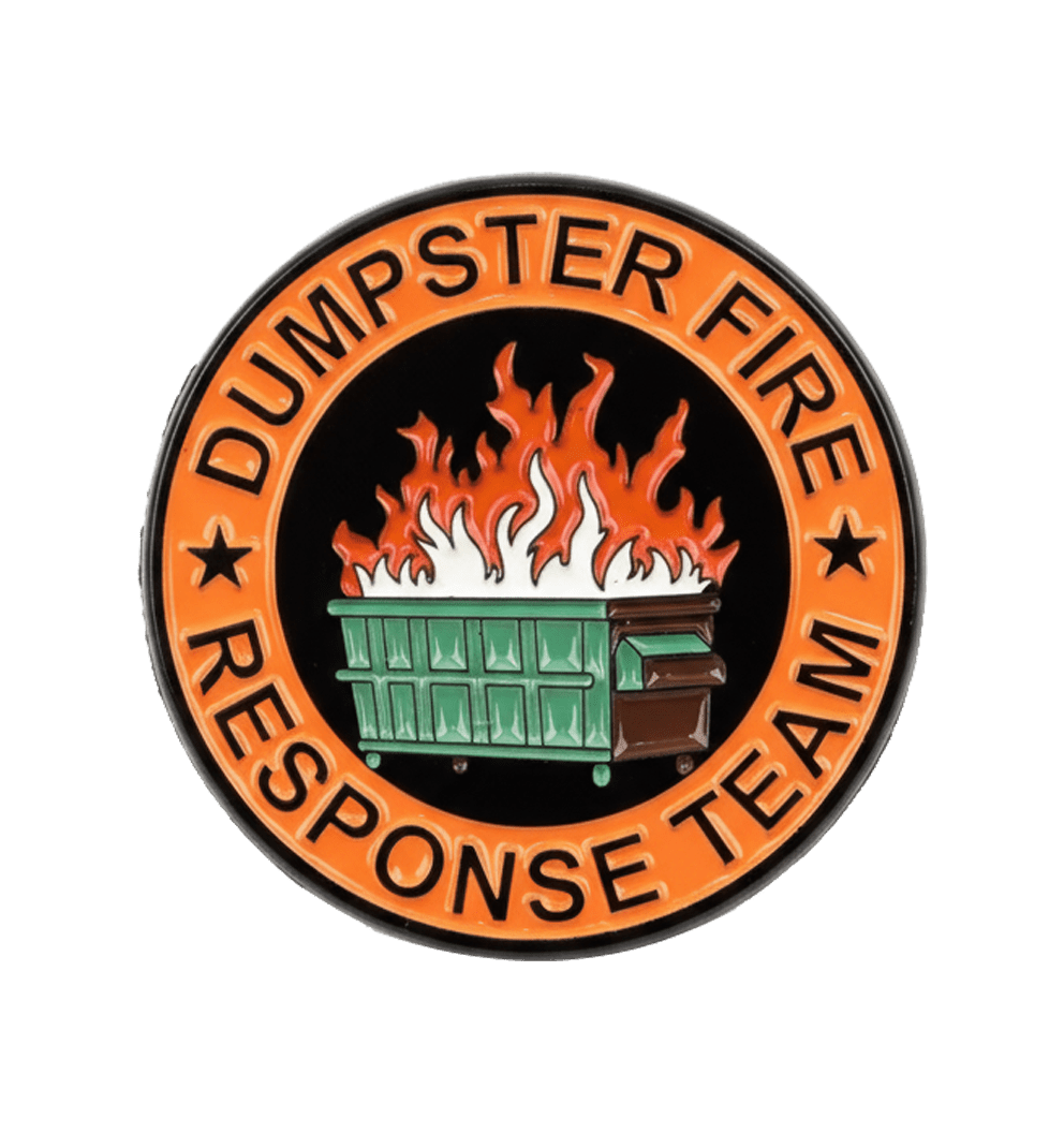 Dumpster Fire Response Team Metal Phone Sticker with 3M Sticky Backing - StickyPins