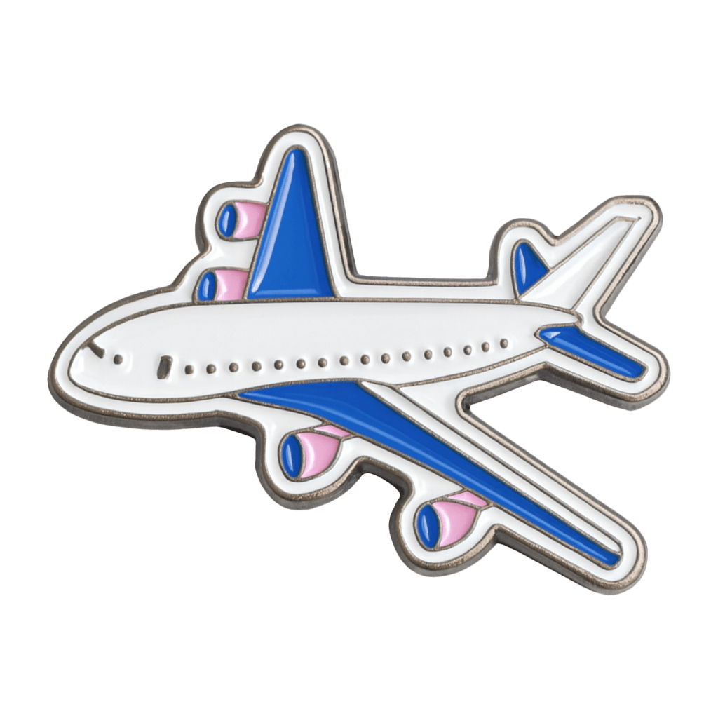 Blue and Pink Plane Metal Sticker With 3M Sticky Backing - StickyPins