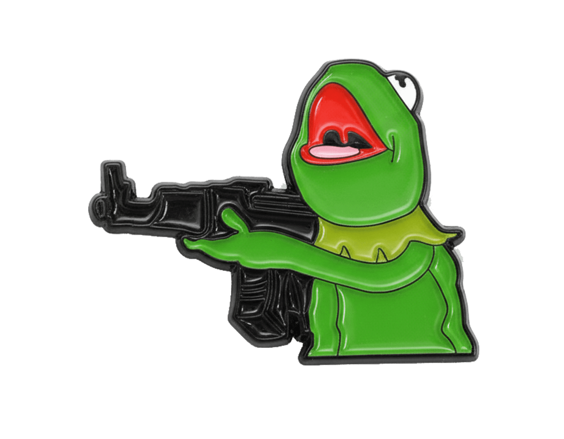 Kermit Shooting AK - 47 Gun Metal Phone Sticker With 3M Sticky Backing - StickyPins