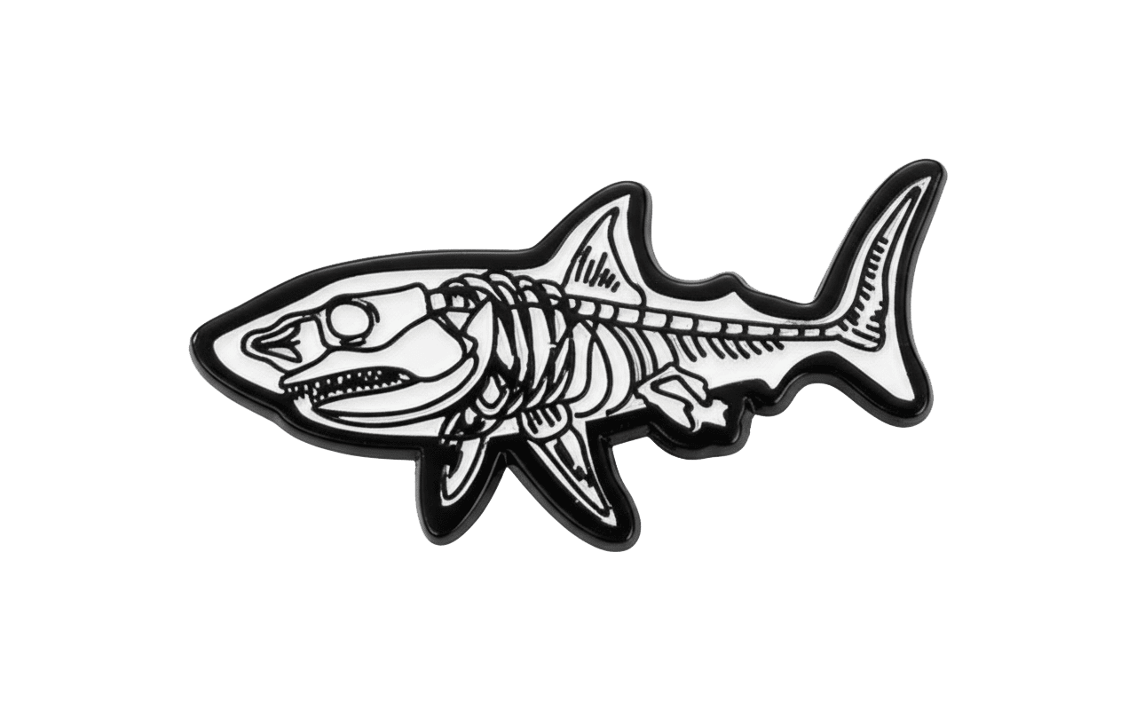 Shark Skeleton Metal Sticker With 3M Sticky Backing - StickyPins