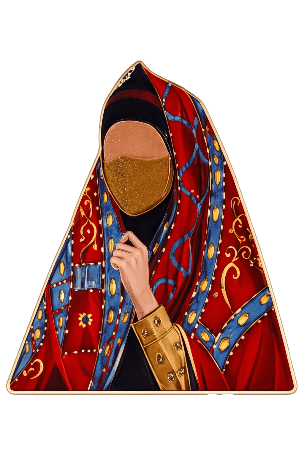 Khaleeji Woman With Battoulah Metal Sticker With 3M Sticky Backing - StickyPins