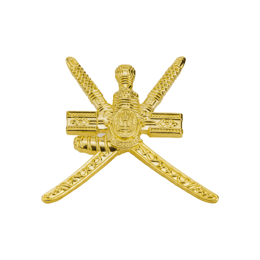 Oman National Emblem Khanjar Bo Sayfain Gold Metal Phone Sticker With 3M Sticky Backing - StickyPins