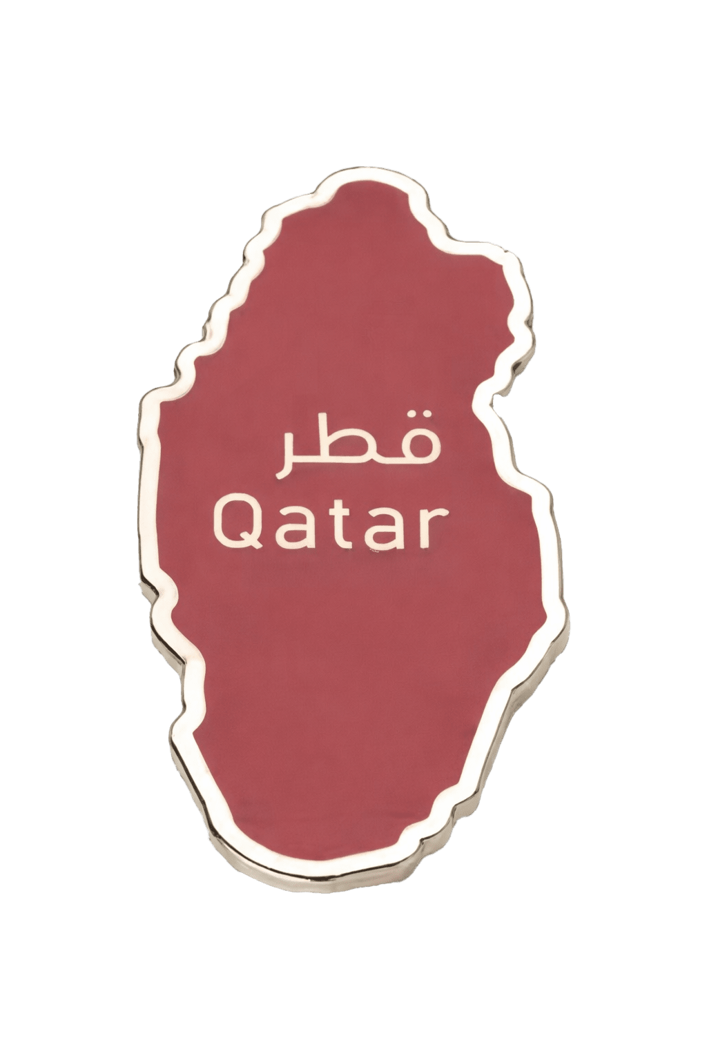 Qatar Map Red And Silver Metal Sticker With 3M Sticky Backing - StickyPins