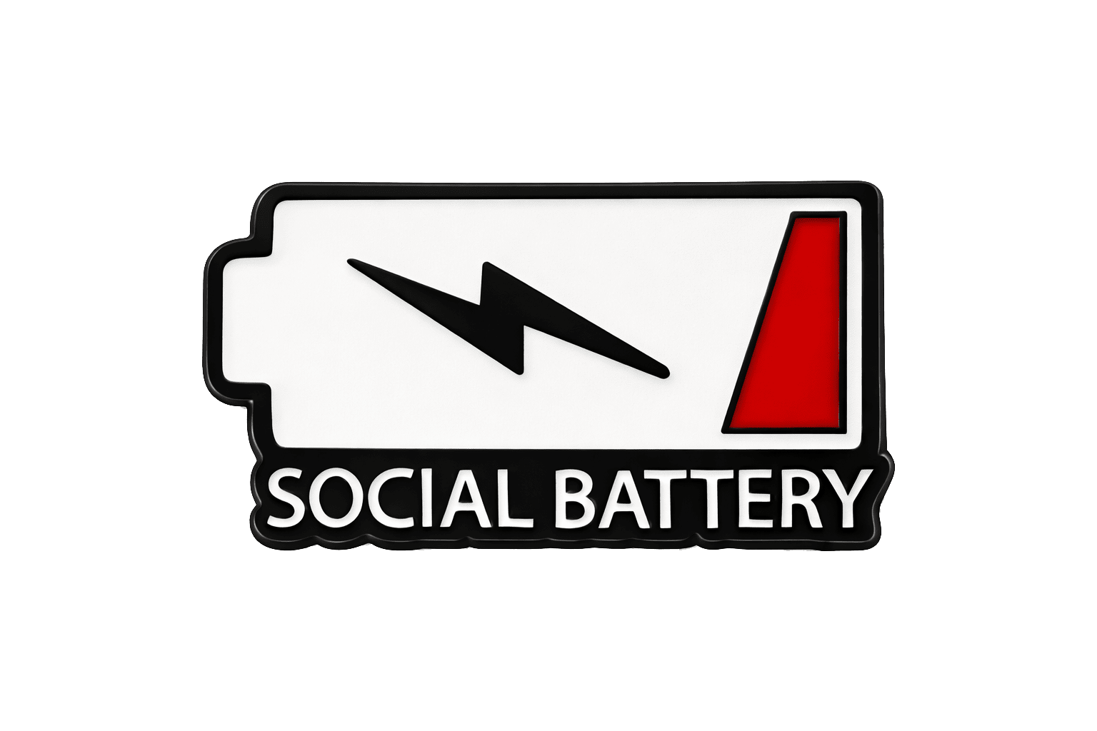 Social Battery Enamel Metal Sticker With 3M Sticky Backing - StickyPins