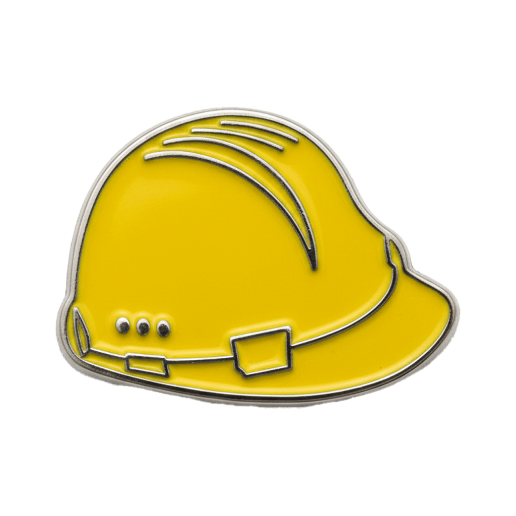 Yellow Hard Hat Metal Phone Sticker With 3M Sticky Backing - StickyPins
