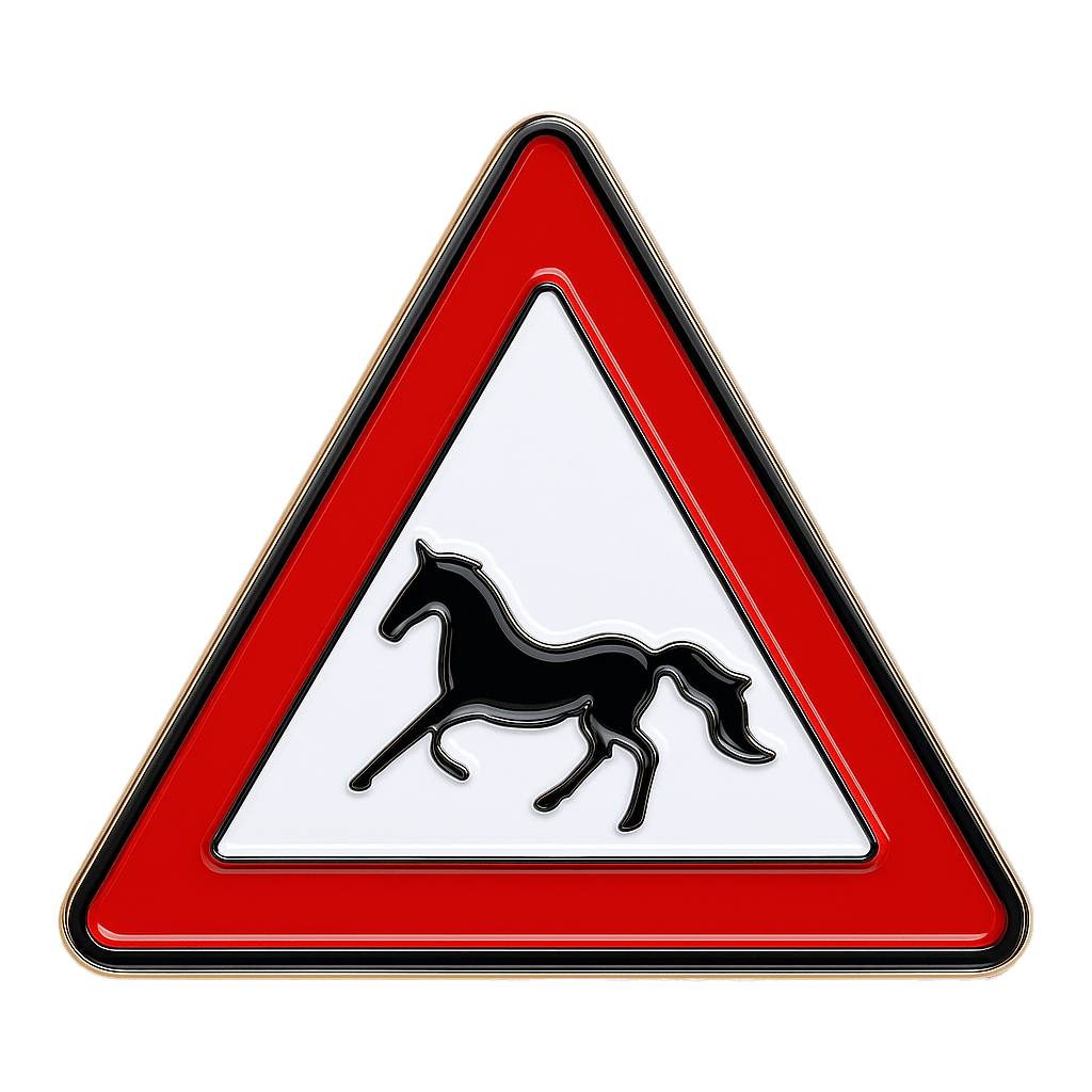Horse Crossing Road Sign Metal Phone Sticker With 3M Sticky Backing - StickyPins