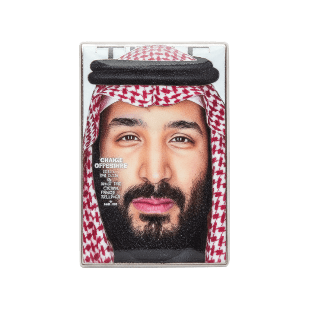 Mohammed bin Salman MBS Time Magazine Cover Metal Phone Sticker With 3M Sticky Backing - StickyPins