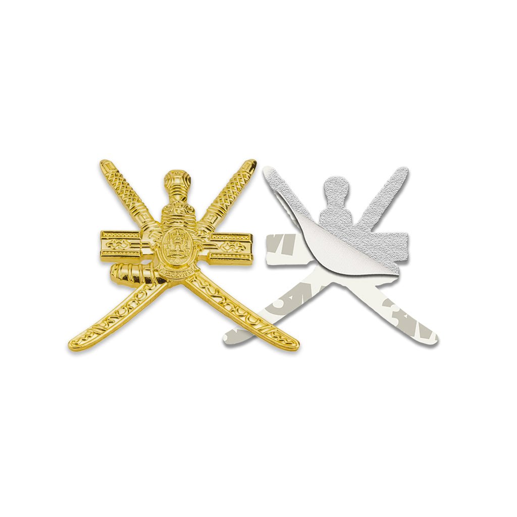 Oman National Emblem Khanjar Bo Sayfain Gold Metal Phone Sticker With 3M Sticky Backing - StickyPins