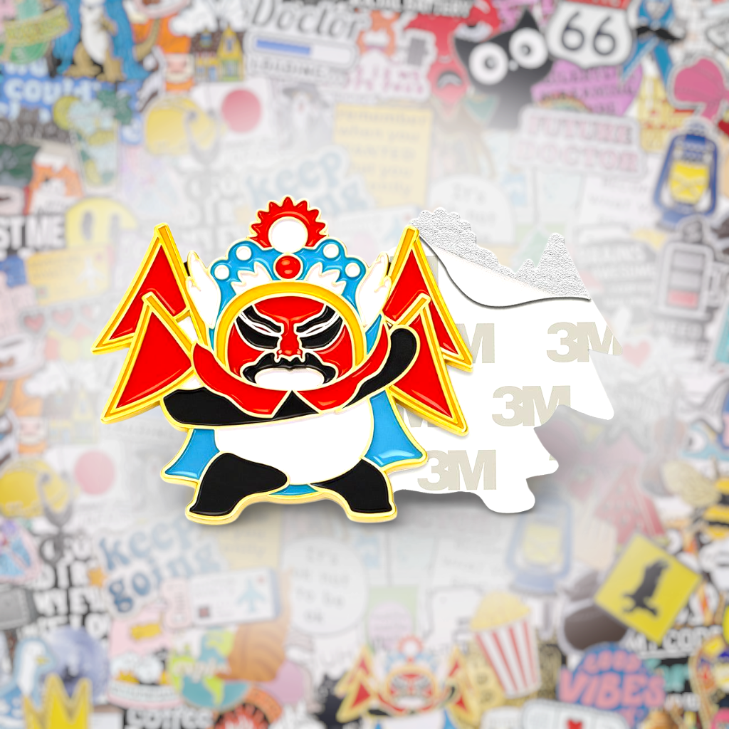 Sichuan Opera Panda Metal Phone Sticker With 3M Sticky Backing - StickyPins