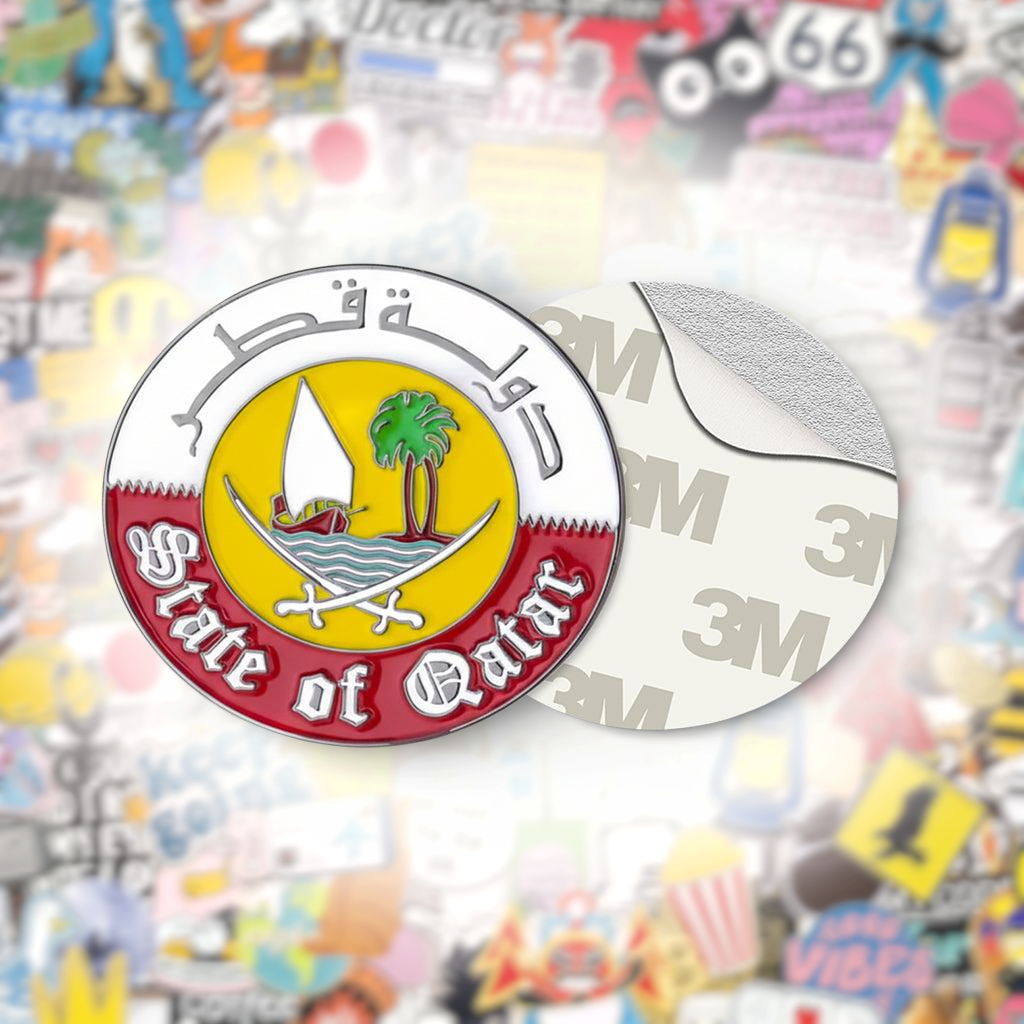 State of Qatar Emblem Metal Phone Sticker With 3M Sticky Backing - StickyPins