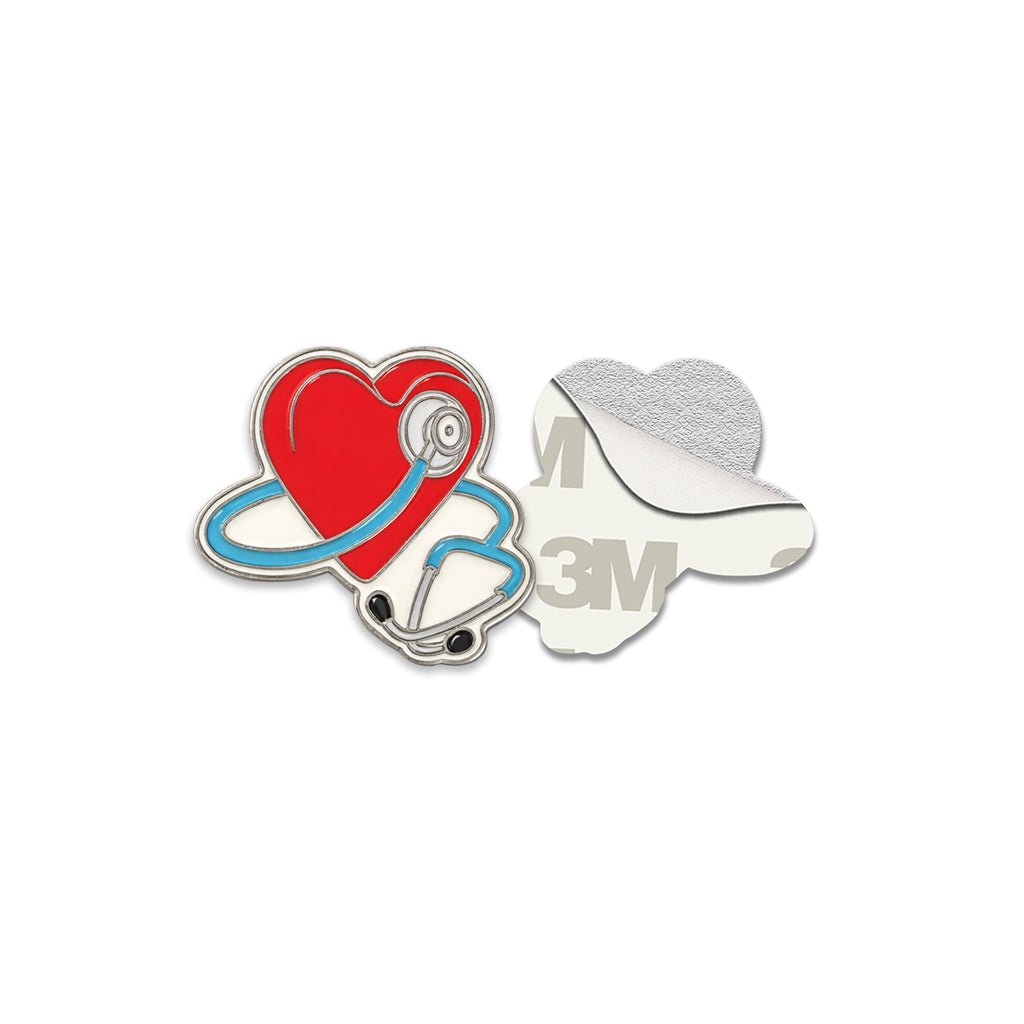 Stethoscope Heart Metal Phone Sticker with 3M Sticky Backing - StickyPins