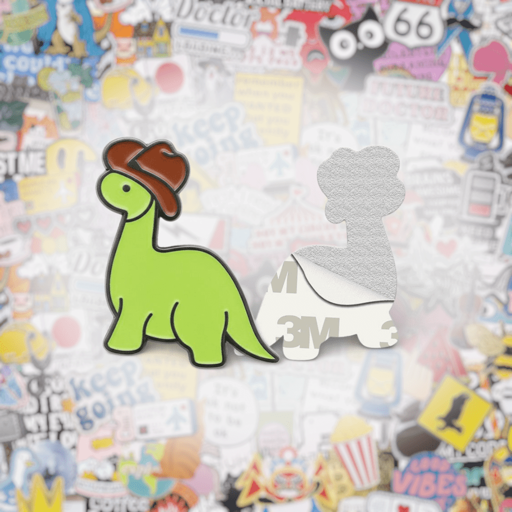 Cowboy Dinosaur Metal Phone Sticker with 3M Sticky Backing - StickyPins