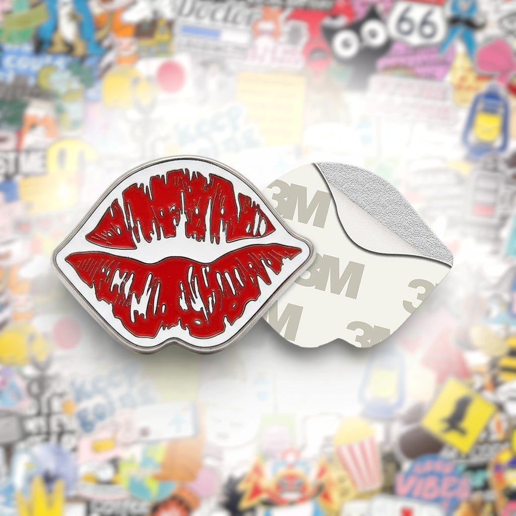 Red Lips Metal Phone Sticker With 3M Sticky Backing - StickyPins