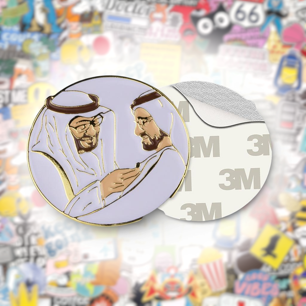 Sheikh Mohammed bin Zayed & Sheikh Mohammed UAE Metal Phone Sticker With 3M Sticky Backing - StickyPins
